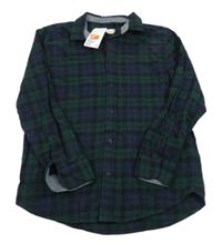 Nové - smaragdovo-černo-tmavomodrá kostkovaná košile H&M