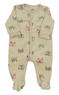 Světlebéžový plyšový overal s medvídky Topomini