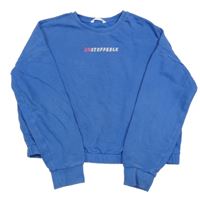 Modrá oversize crop mikina s nápisem M&S