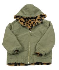 Khaki šusťáková zateplená oboustranná bunda s kapucí TAPE 'A L'OEIL 