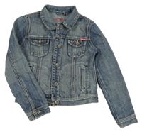 Modrá riflová crop bunda s límečkem RETOUR