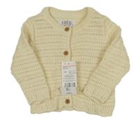 Nové - smetanový ažurový propínací svetr F&F