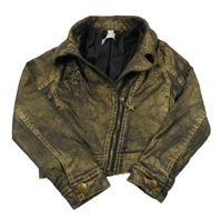 Zlato-černý riflový jarní crop křivák s límečkem TUMBLE 'N DRY