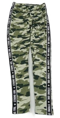 Army teplákové zateplené legíny s pruhem s nápisy a hvězdičkami Y.F.K.