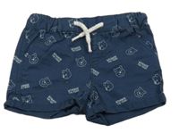 Tmavomodré plátěné kraťasy s Pú Disney