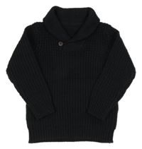 Černý žebrovaný vlněný svetr St. Bernard