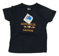 Nové - tmavomodré tričko s klokánky a nápisy 