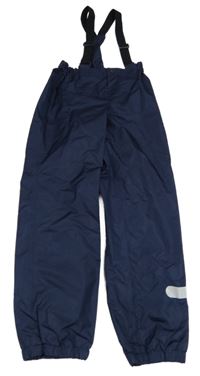 Tmavomodré šusťákové nepromokavé podšité kalhoty s kšandami alive