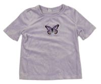 Levandulové sametové crop tričko s motýlkem LINDEX