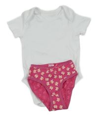 2Set - Bílé body George + tmavorůžové kalhotky s motýlky Kiki&Koko