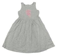 Šedé bavlněné šaty s nápisem H&M