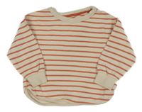 Smetanovo-jahodová pruhovaná žebrovaná oversize mikina M&S