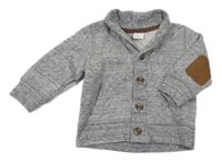 Šedo-bílo-černá melírovaná propínací mikina H&M