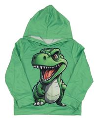 Zelená mikina s dinosaurem a kapucí 