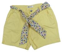 Žluté plátěné chino kraťasy s páskem H&M