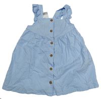 Světlemodré pruhované krepové propínací šaty s volánky H&M