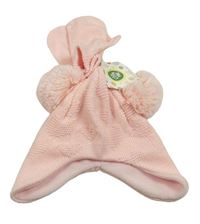 Nové - 2set - Růžová čepice se srdíčky a bambulí + palcové rukavice