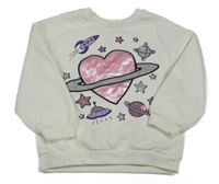 Smetanová mikina se srdcem a hvězdami z flitrů Primark