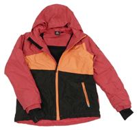 Malinovo-korálovo-černá šusťáková lyžařská funkční bunda s kapucí Crivit