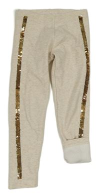 Béžové melírované zateplené legíny s překlápěcími flitry C&A