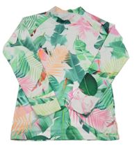 Bílo-zelené UV triko s listy Next