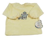 Nové - Žlutá sametová mikina s medvědem a psem Kanz