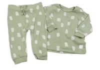 2set - Zelené vzorované žebrované triko + lehké tepláky Matalan