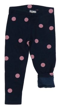 Tmavomodré puntíkaté zateplené legíny Lily & Dan