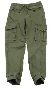 Khaki plátěné cargo cuff chino kalhoty Tu