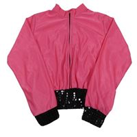 Neonově růžová sportovní propínací crop mikina