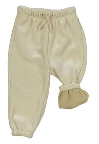 Světlebéžové žebrované plyšové zateplené tepláky Ergee