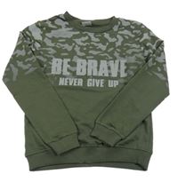 Khaki-army mikina s nápisem