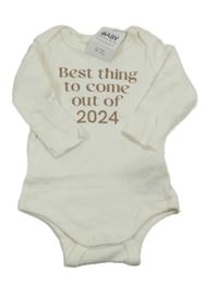 Nové - Smetanové žebrované body s nápisem