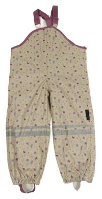 Pískové nepromokavé laclové kalhoty s listy Lupilu