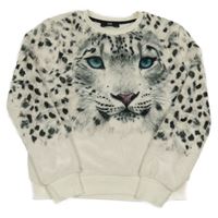 Smetanová chlupatá mikina s levhartem C&A