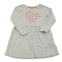 Šedé melírované bavlněné šaty se srdíčky Lupilu