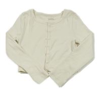 Smetanové žebrované propínací crop triko Primark