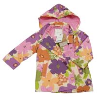 Nové - Béžovo-barevná květovaná šusťáková jarní bunda s kapucí Next