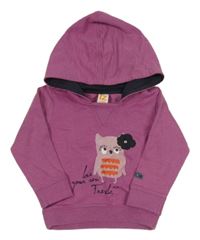 Fuchsiová mikina se sovou a kapucí