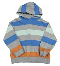 Šedo-modro-oranžová pruhovaná mikina s kapucí M&S