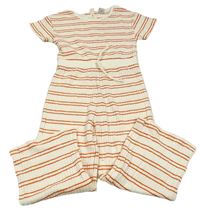 Smetanovo-cihlový pruhovaný žebrované pletený culottes overal Tu