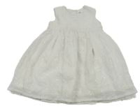 Bílé žoržetové šaty s výšivkami s flitry M&Co.