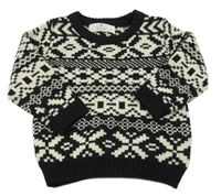 Černo-béžový vzorovaný svetr H&M
