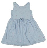Bílo-modré pruhované plátěné šaty s třešněmi H&M