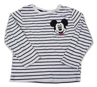 Bílo-tmavomodré pruhované triko s Mickeym H&M