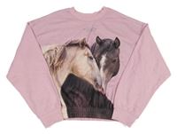 Růžová mikina s koňmi H&M