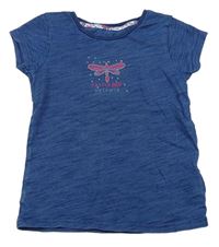 Tmavomodré melírované tričko s vážkou Mothercare