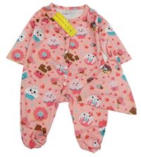 2 set - Růžový overal s obrázky + čepice shein