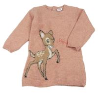 Růžové svetrové vlněné šaty s Bambim Primark