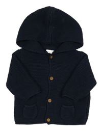 Tmavomodrý propínací svetr s kapucí Next